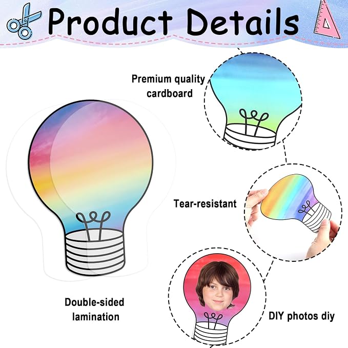 60PCS VBS 2026 Light Bulb Theme Cutouts Gradient Watercolor Light Bulb Bulletin - Image 3