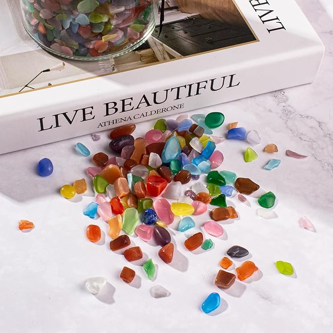 0.5 Lb/230g Multicolor Cat Eye Stones Pebbles Polished Aquarium Rocks Gravel - Image 6