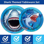 24 Guests Shark Theme Party Decorations Under the Sea Party Tableware Set Shark - Image 4