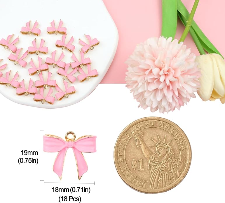 Bow Charms for Bracelet Jewelry Making Cute Bracelet Charms | 18Pcs, Bow Charms - Image 7