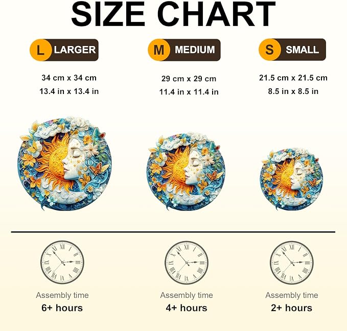 Moon Sun Face Art Puzzles Fantasy Flowers Round Puzzle Adults Gifts - Image 4