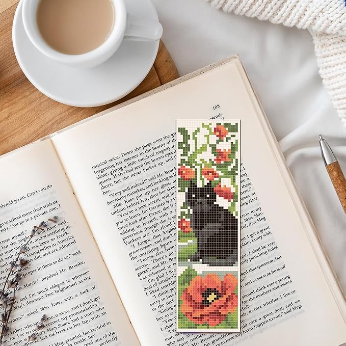 FREEBLOSS 6Pcs Cross Stitch Bookmark Kits Cat Stamped Embroidery Bookmarks - Image 7