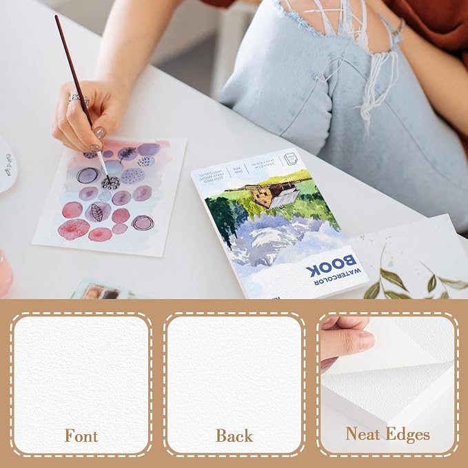 3 Pack Watercolor Paper Pad, 5.5x8.5 140lb/300g Water Color Paper, 20 Sheets - Image 4