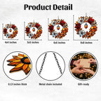 Autumn Floral Wreath Acrylic Suncatcher Stained Glass Effect Window Car Hanging - Image 2