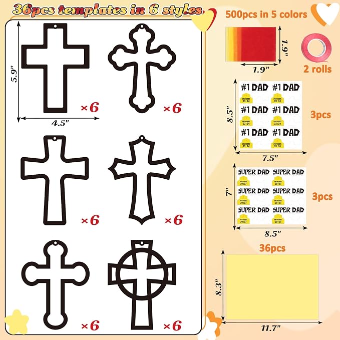 Renbuzhu 36PCS Fathers Day Crafts Bulk: Father's Religious Paper Suncatchers - Image 4