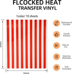 FUNKAKA Red Stripe Heat Transfer Vinyl HTV 10 Sheets 12" x 10" Iron on Vinyl - Image 2