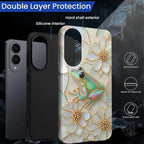 for Samsung Galaxy S25 Edge Case, Stained Glass Frog Flowers Pattern Glossy 2 - Image 3