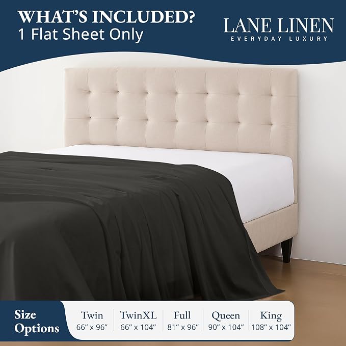 Lane Linen 100% Organic Cotton Queen Size Flat Sheet Only - Image 2