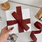 Burgundy Burlap Ribbon 1-1/2 inch X 10 Yard Dark Red Wired Ribbon | Natural - Image 2