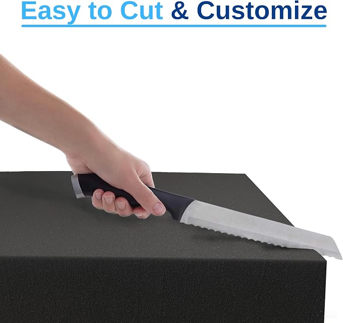 FoamRush 1"x 36" x 36" Charcoal Square Foam Cushion Replacement, Upholstery Foam - Image 5