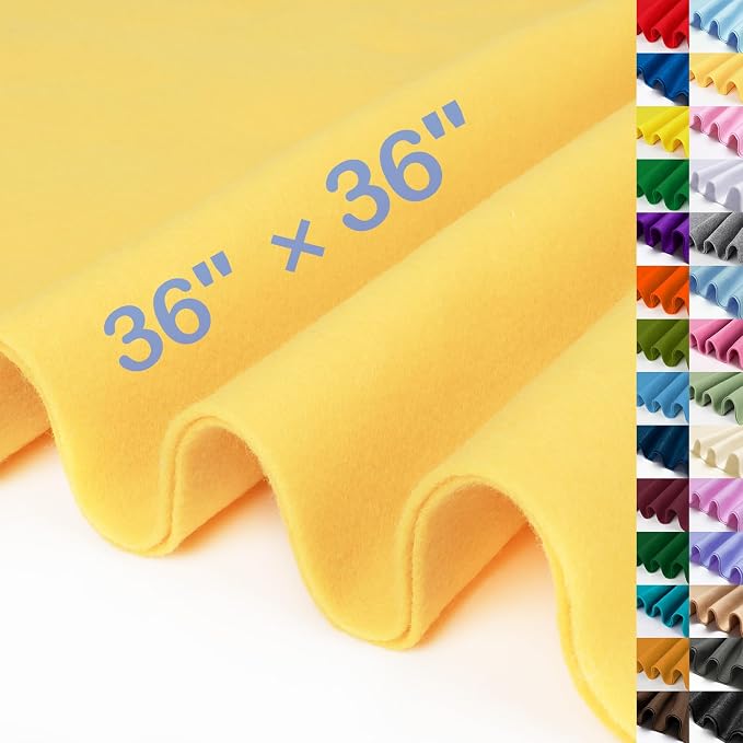 Butter Yellow Felt Fabric Sheet 36" X 36", 1.4mm Thick Large Soft Durable by MITINU