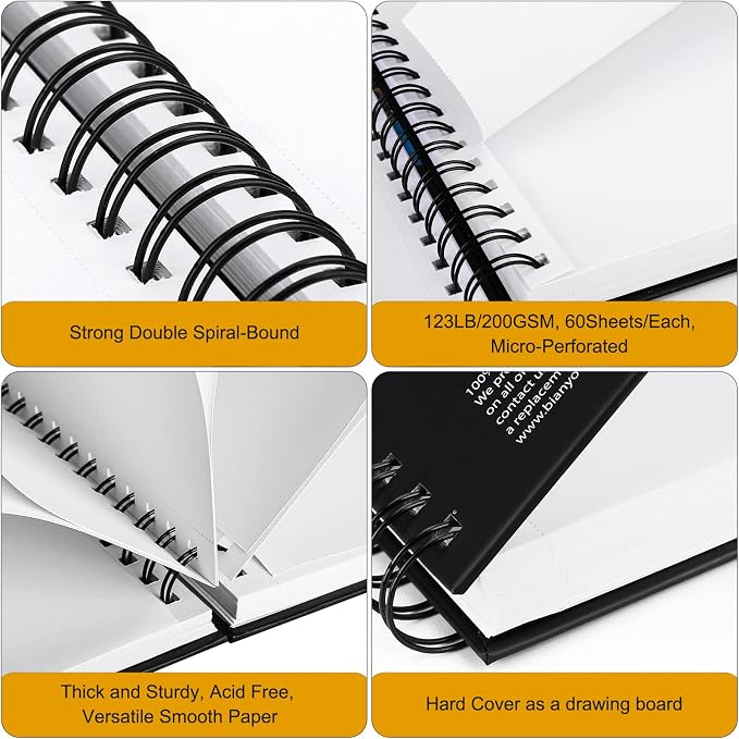 Bianyo Mixed Media Paper Pad, 60 Sheets/Each, 123 LB/200 GSM, Spiral-Bound Pad - Image 3