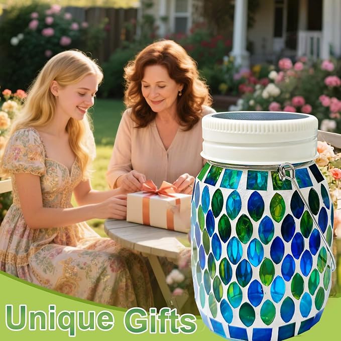 Mosaic Garden Decor Solar Outdoor Hanging Lights, Solar Mosaic Lanterns - Image 5