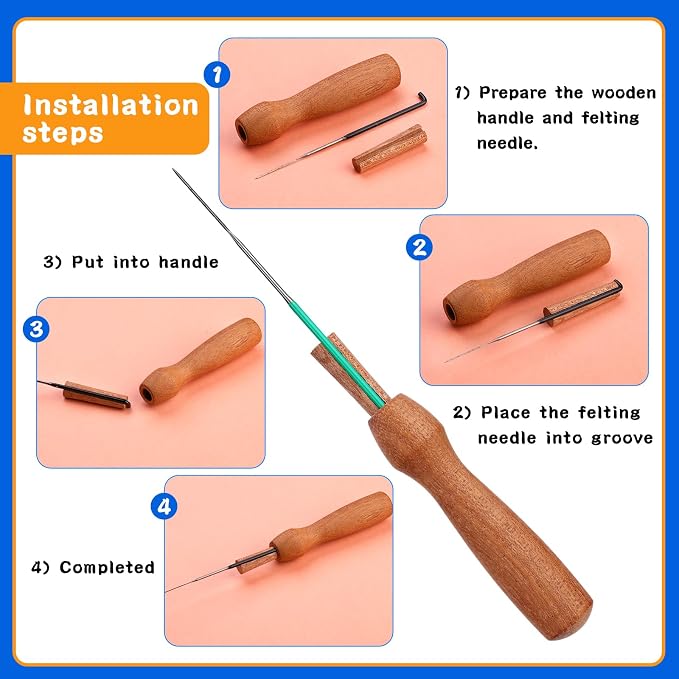 FTEVEN Felting Needles, Wooden Handle, Finger Cots Felting Supplies - Image 4