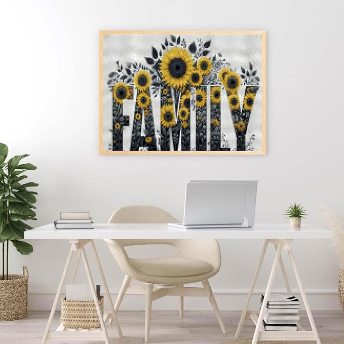 MYBISYMQQ Family Stamping Cross Stitch Kit, Flowers Counting Cross Stitch Kit - Image 4