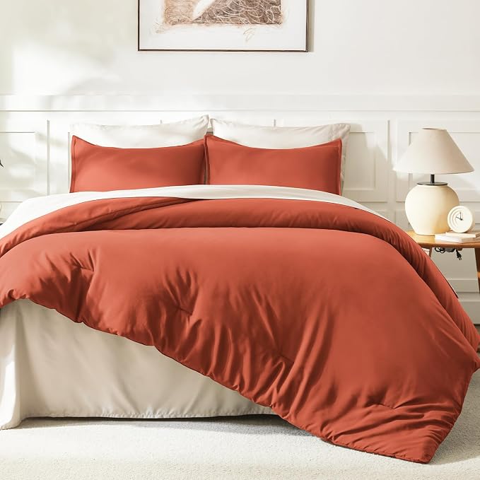 Litanika Oversized King Comforters Burnt Orange Super King Size, 3 Pieces - Image 6