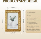 Cuspin Gold 4x6 Picture Frame, Ornate Decorative Rattan Resin Photo Frame - Image 4