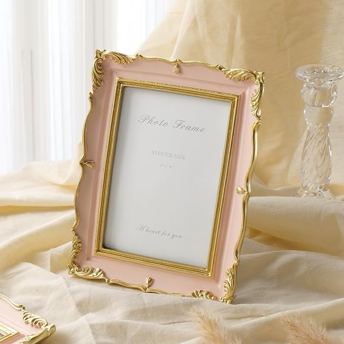 Cuspin 4x6 Vintage Picture Frame Pink and Gold Frame, 4 by 6 Photo Frames - Image 7