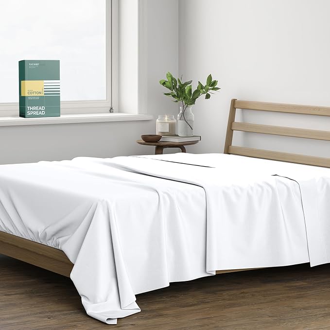 THREAD SPREAD 100% Organic Cotton Percale Flat Sheet Twin Size by THREADSPREAD
