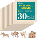 30 Pack Basswood Sheets for Crafts, Wood Burning, Architectural Models by MITINU
