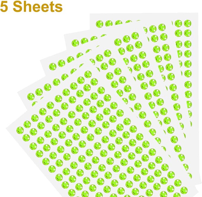 HARFINGTON 5 Sheet/800pcs Rhinestone Adhesive Stickers Self Adhesive Acrylic - Image 3
