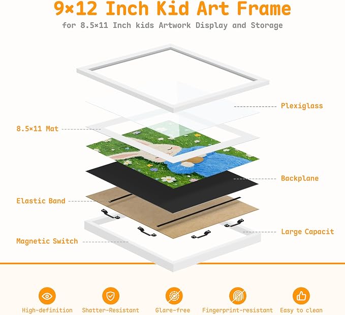 8 Pack Kids Artwork Frames Changeable 8.5 x 11 Inch Children Art Projects - Image 8