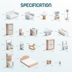 ROBUD Wooden Dollhouse Furniture Set, Miniature Furniture Including 5 Room Kits - Image 6