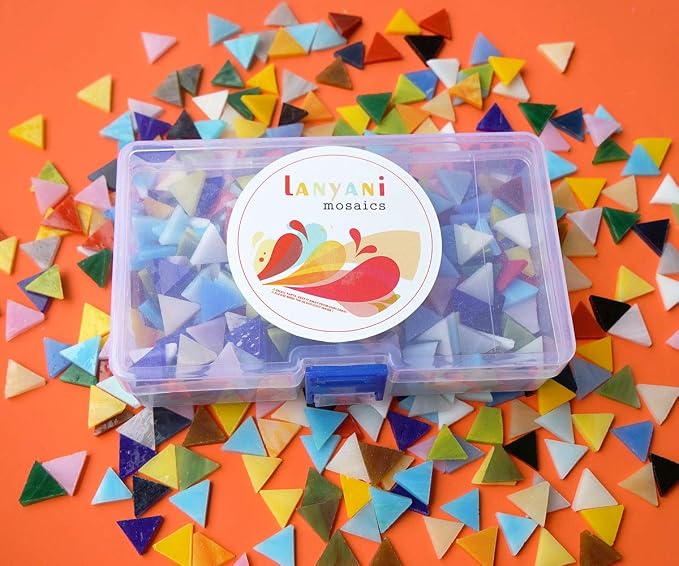 Lanyani 800 Pieces Triangle Mosaic Tiles Stained Glass 5/8 inch- Assorted Colors - Image 7