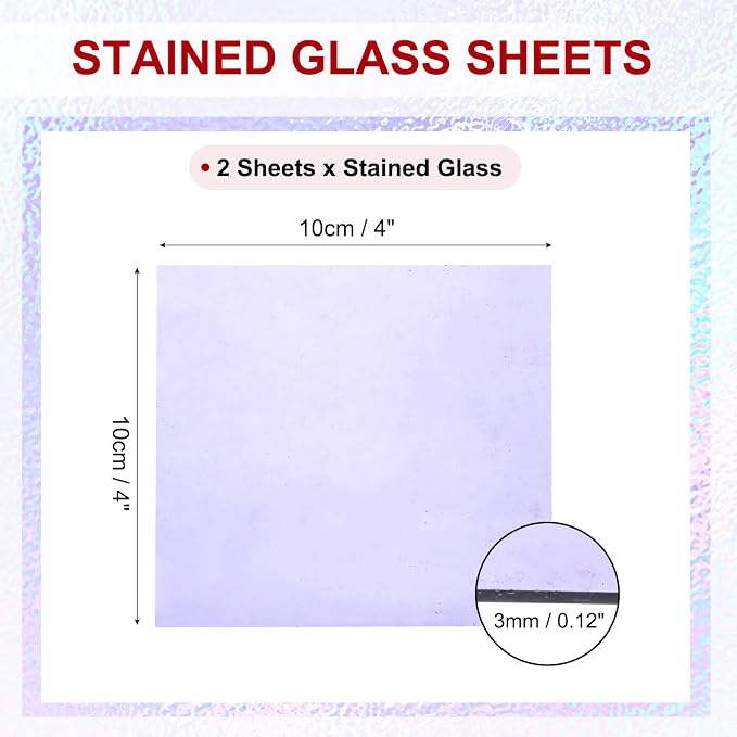 PATIKIL 4 x 4 Inch Transparent Stained Glass Sheets, 2 Sheets Mosaic Glass - Image 2