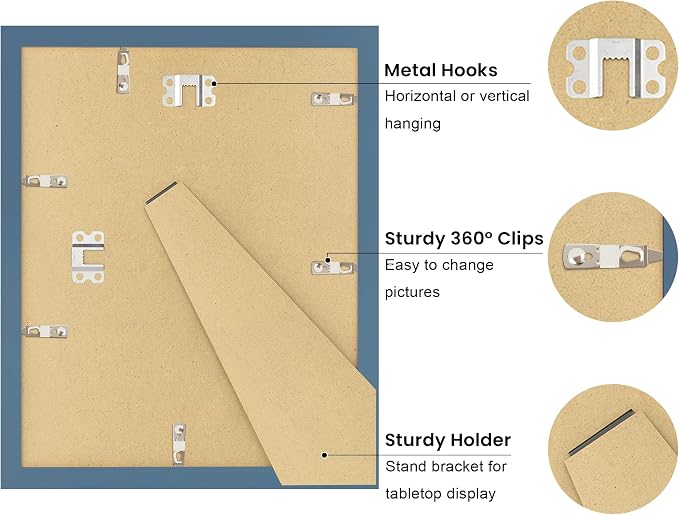 8x10 Picture Frame with Real Glass, Wooden cute 8 x 10 Photo Frame with Wavy Mat - Image 4