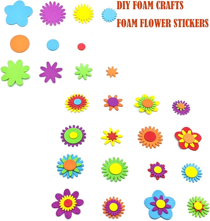340PCS Foam Flower Stickers, Spring Theme Puffy Shapes Materials | - Image 6