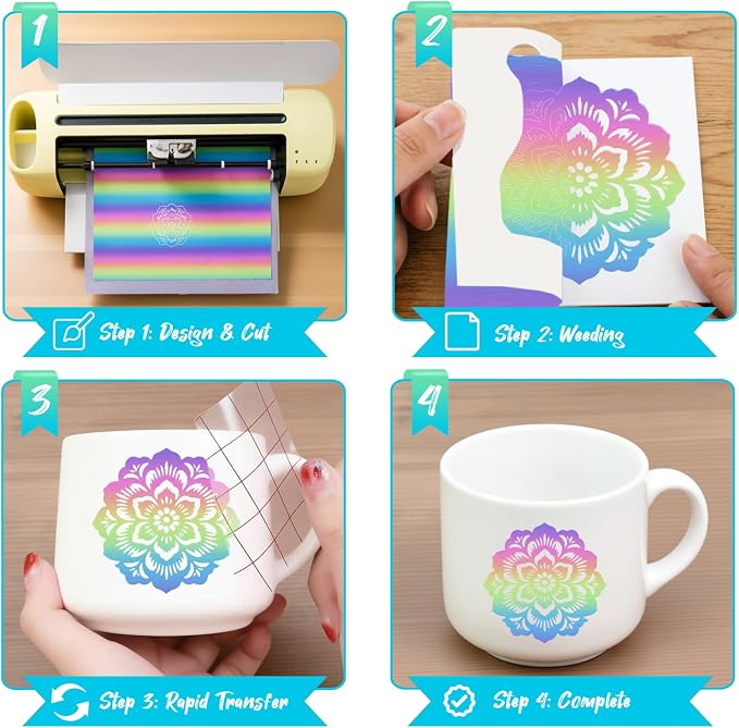Rainbow Permanent Adhesive Vinyl Roll, Car Decals & DIY Crafts - Image 4