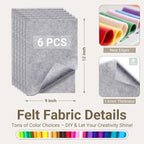 Gray Soft Felt Sheets for Crafts, 1.6mm Thick, Kids' Crafts, DIY Projects - Image 2