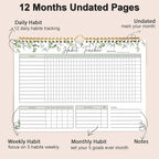 Habit Tracker Calendar-12 Months Undated Daily Weekly Goal and Habit Tracker - Image 2