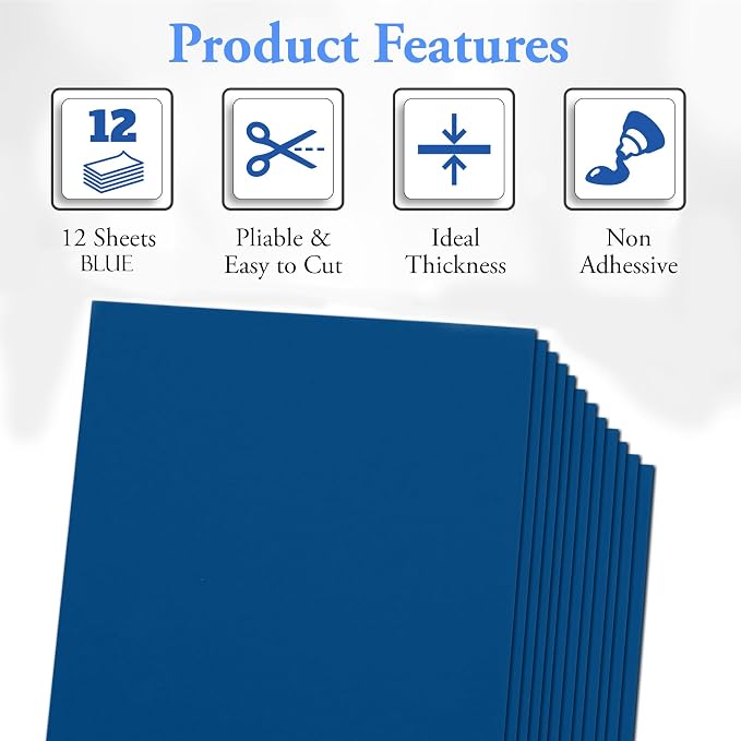 Blue Eva Foam Sheets, 2mm Thick, 6 x 9 Inch, Handicraft Foam Paper - Image 2