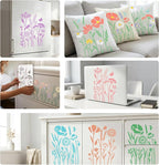 9pcs Wildflower Stencil for Painting Flower Beds Painting Crafts Template Wall - Image 6
