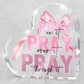 Pink Desk Decor, Bow Acrylic Heart Sign Decor Bathroom Bedroom, Christian Gift by MUZRUYOU