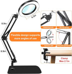10X Magnifying Glass with Light and Stand, Dimmer Adjustable Swing Arm 2-in-1 - Image 6