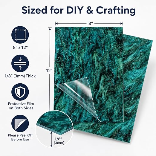 TOEPODO Pearlescent Marble Acrylic Sheets 1/8" Glitter Cast Opaque Plexiglass - Image 3