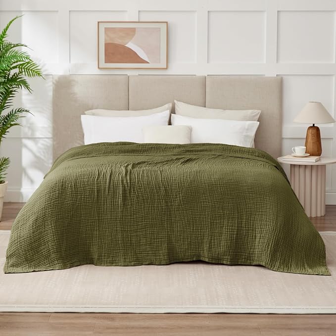 100% Cotton Muslin Blanket California King 120" x 90", 6 Layers Breathable and - Image 7