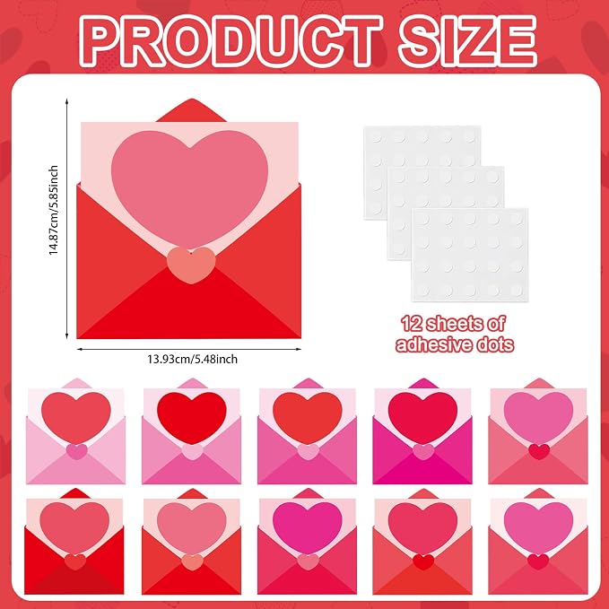 60pcs Valentine's Day Theme DIY Cutouts Heart Envelope Bulletin Board - Image 2