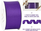 HUIHUANG Purple Satin Wired Ribbon 1-1/2 inch Dark Purple Wire Edge Ribbon - Image 3