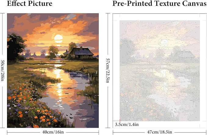 Fountor Paint by Numbers Kit for Adults Beginner, Countryside Sunset Adult - Image 3
