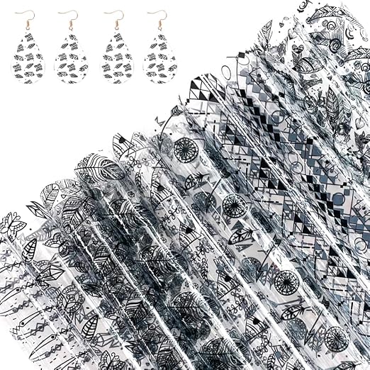 ONEART | 10 Pieces Bohemian Pattern Clear PVC Vinyl Sheets, A4 Size Handraw - Image 2