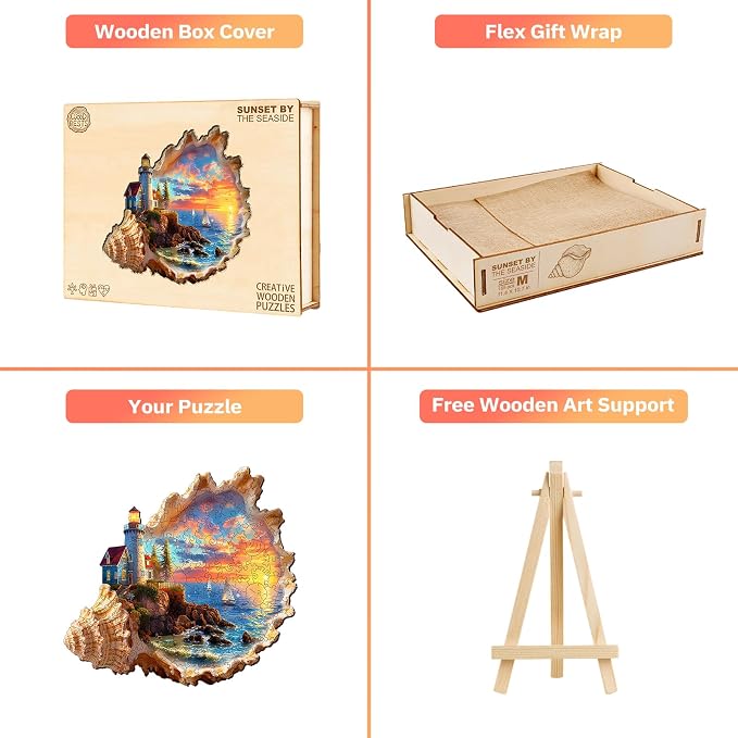 Jigfoxy Wooden Puzzles for Adults, Sunset by the Seaside Wood Puzzles Adult - Image 5