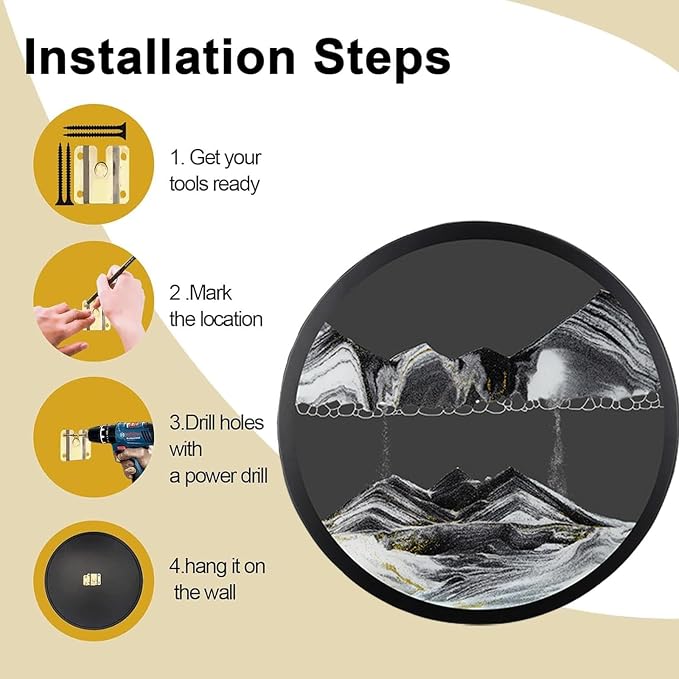 TNSLGHS Moving Sand Art, Wall Mounted Sand Art Liquid Motion, 360°Rotate Moving - Image 4