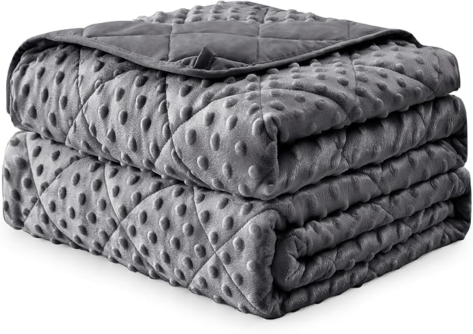 Grey Weighted Blanket for Adults 15lbs, Twin Full Size Cooling Minky Heavy - Image 9