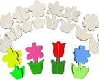 40PCS 3D Unfinished Blank Flower Wooden Cutouts Craft by Jsehchya