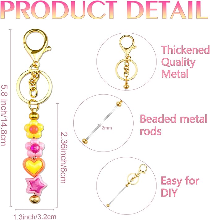 beadable keychains Bulk 8pcs Blank Keychain Making Kit Keychains Accessories - Image 3