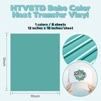 HTVSTD Aegean Blue Boho HTV Heat Transfer Vinyl 8pcs 12×10in Iron on Vinyl | - Image 2